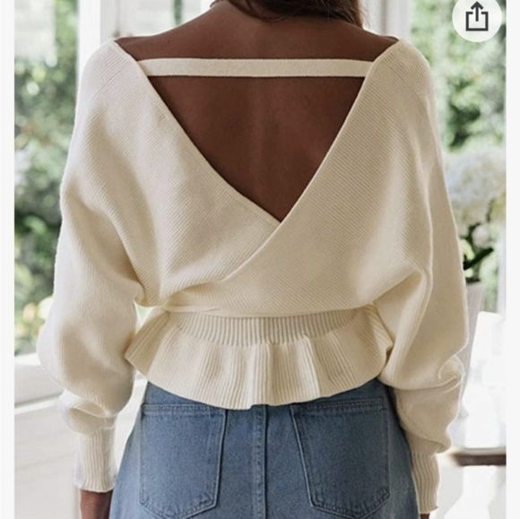 NWT tie waist peplum sweater - Picture 4 of 10